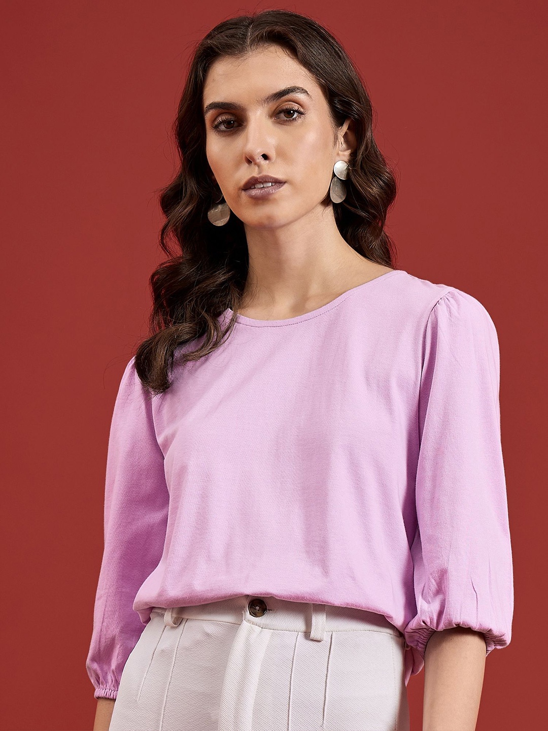 

all about you Women Solid Round Neck T-shirt, Pink
