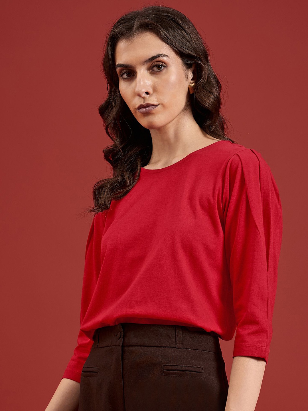 

all about you Women Solid Round Neck T-shirt, Red