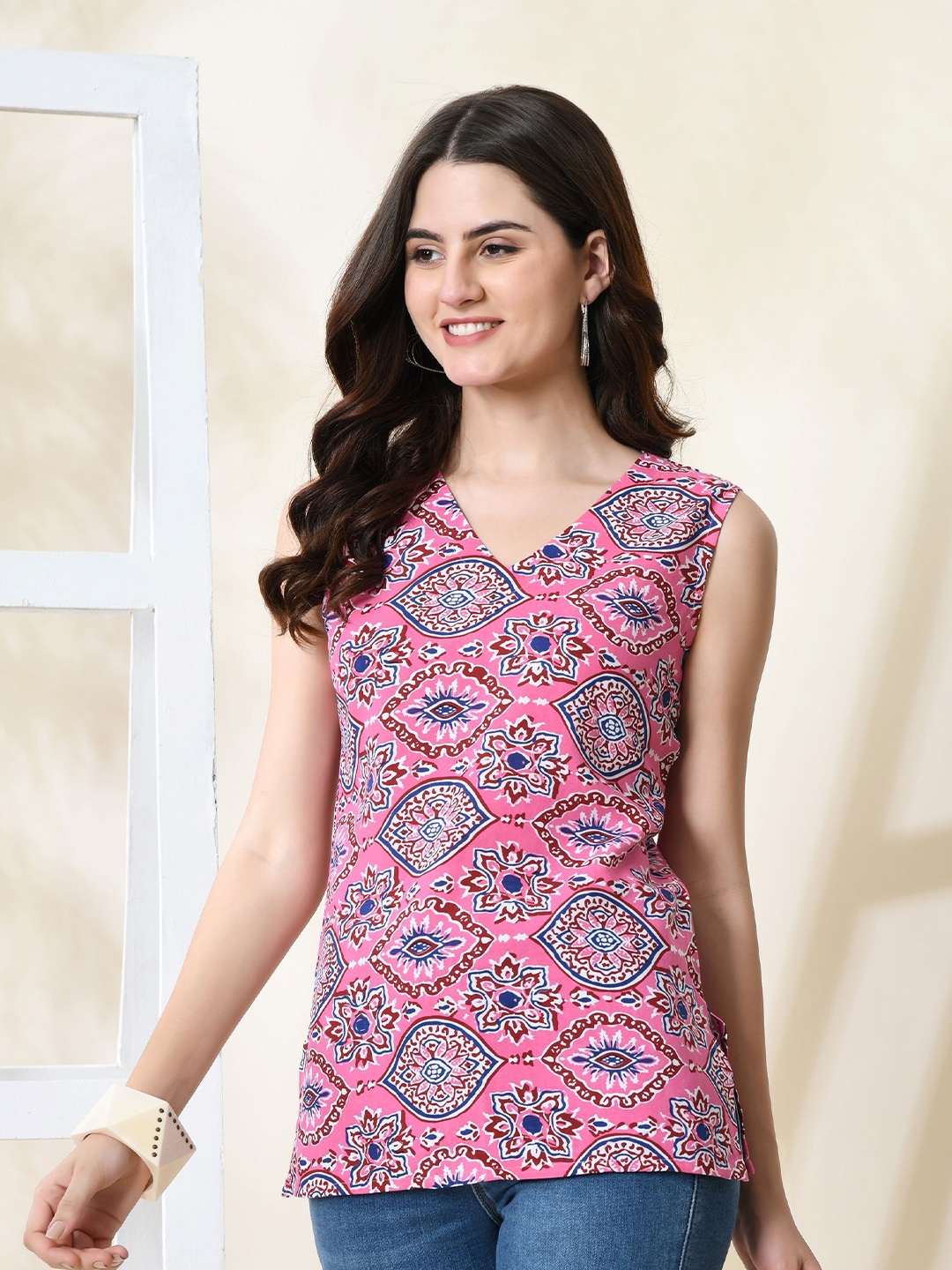 

ANNSH APPAREL Floral Print Top, Pink