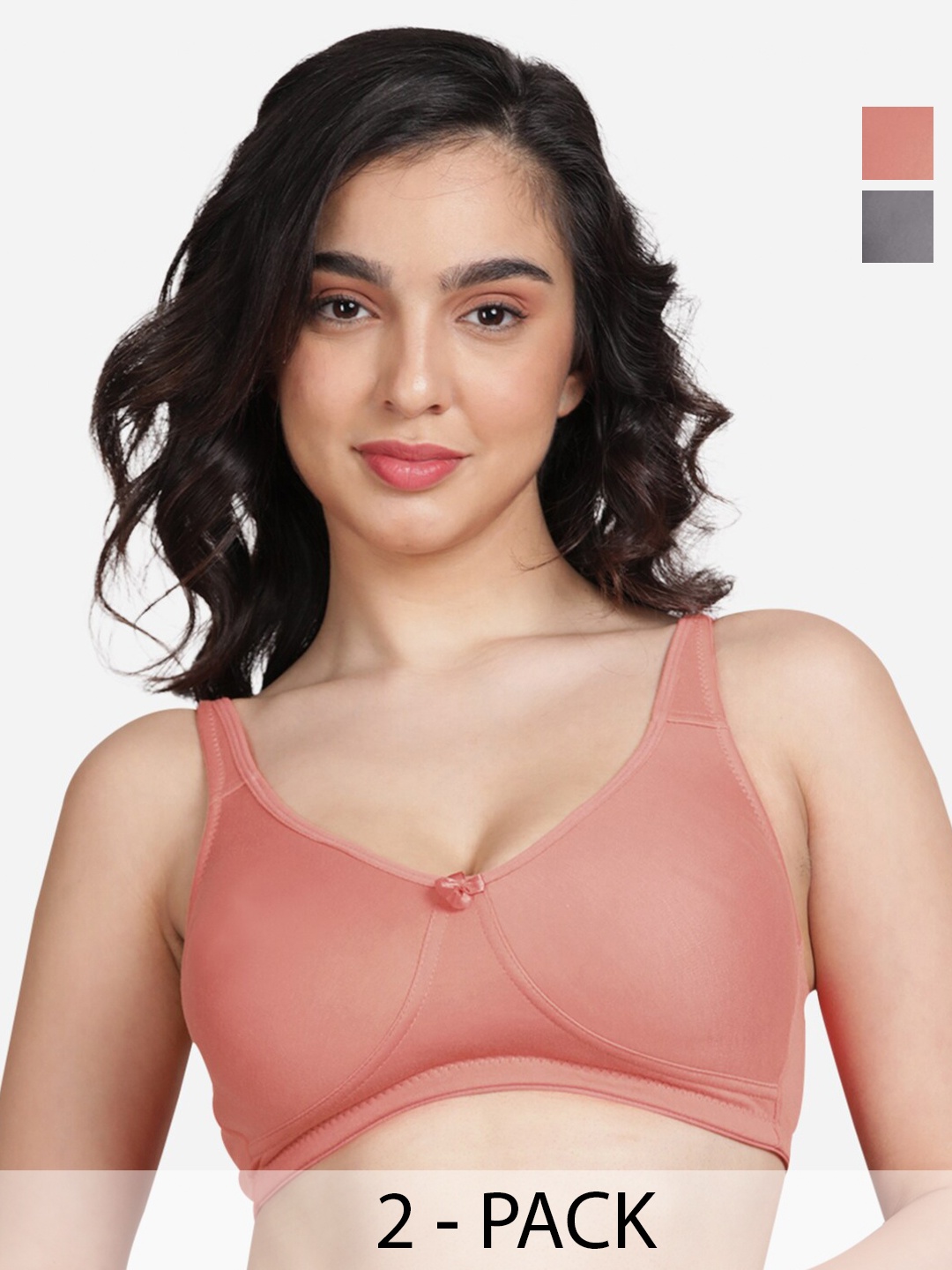 

Susie Pack Of 2 Medium Coverage Non Padded Everyday Bra- All Day Comfort, Grey