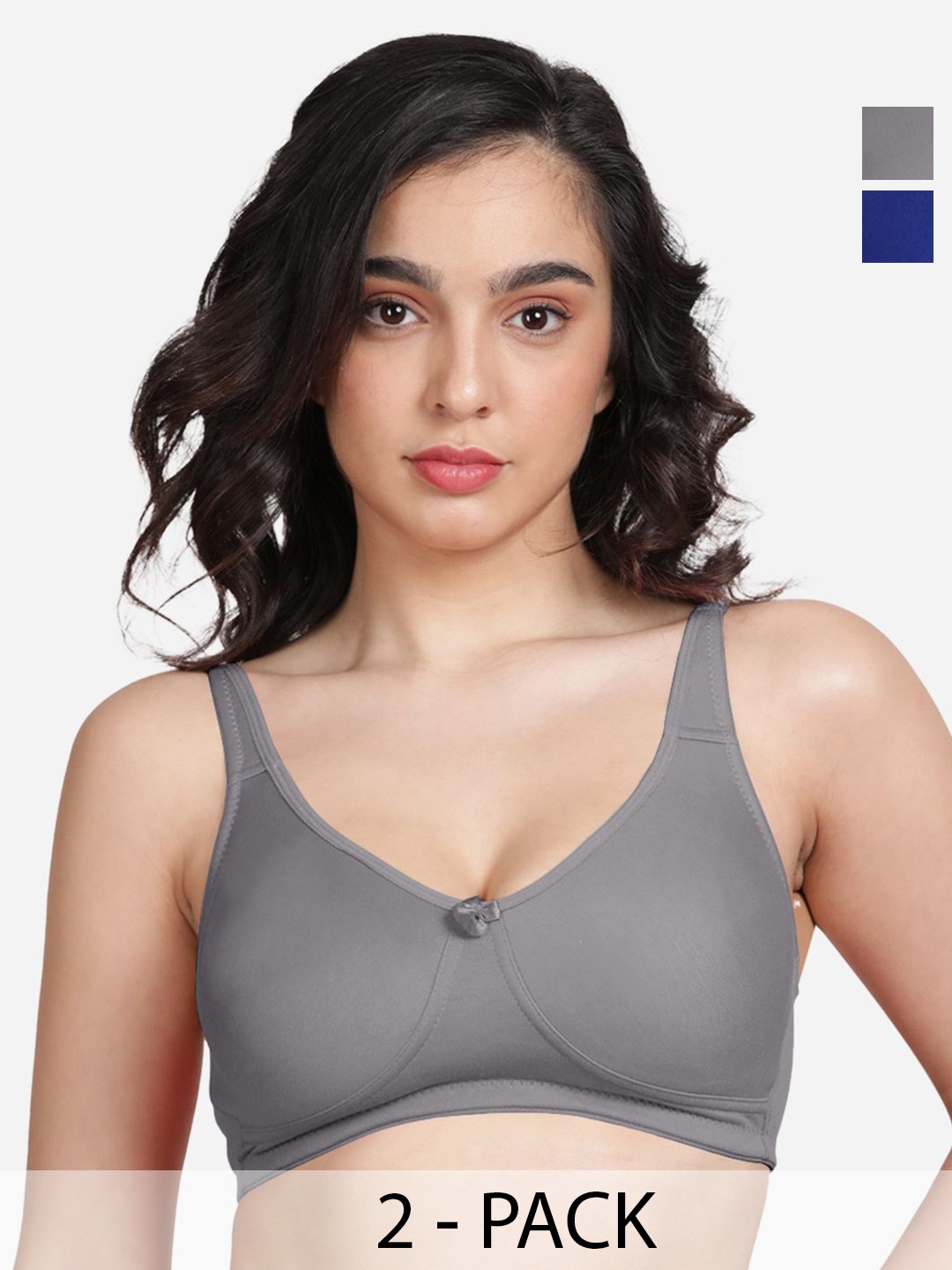 

Susie Pack Of 2 Medium Coverage Non Padded Everyday Bra- All Day Comfort, Blue