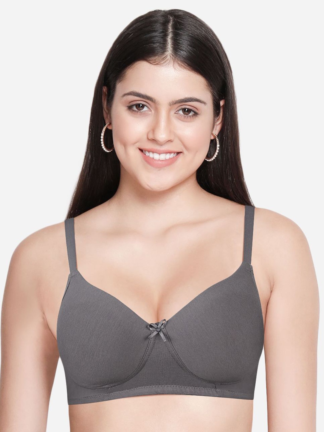 

Susie Medium Coverage Lightly Padded T Shirt- All Day Comfort, Grey