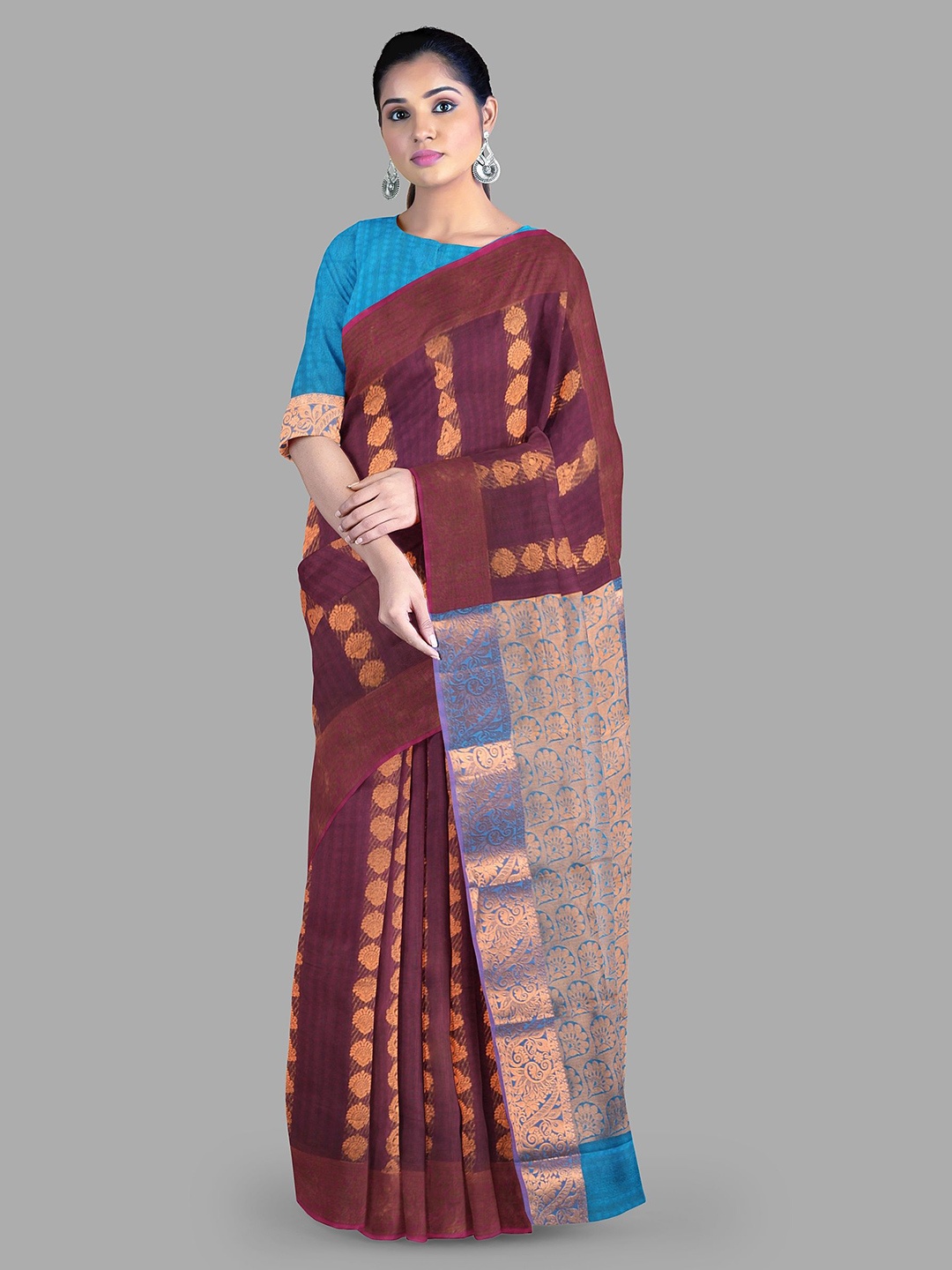 

The Chennai Silks Woven Design Zari Maheshwari Saree, Maroon