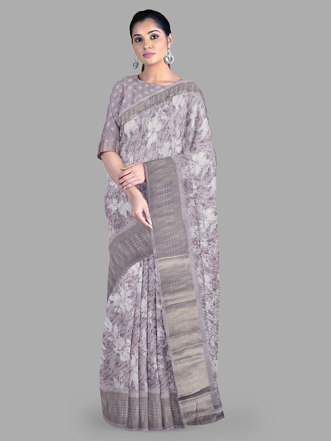

The Chennai Silks Floral Kota Saree, Purple