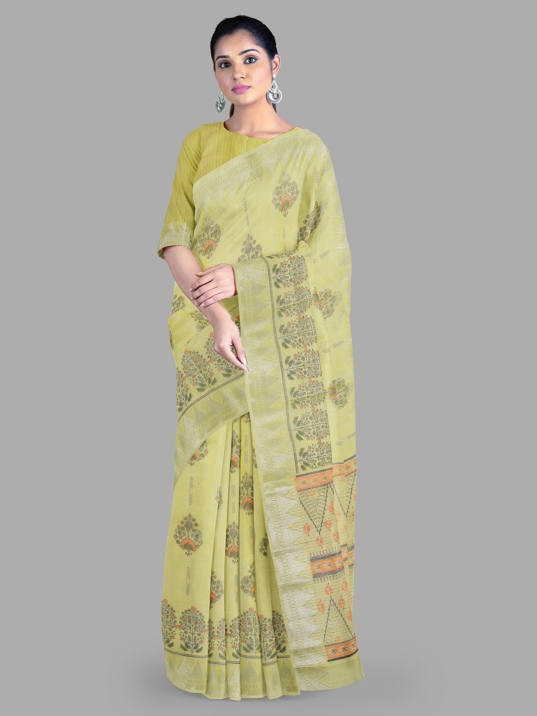 

The Chennai Silks Ethnic Motifs Zari Chanderi Saree, Yellow