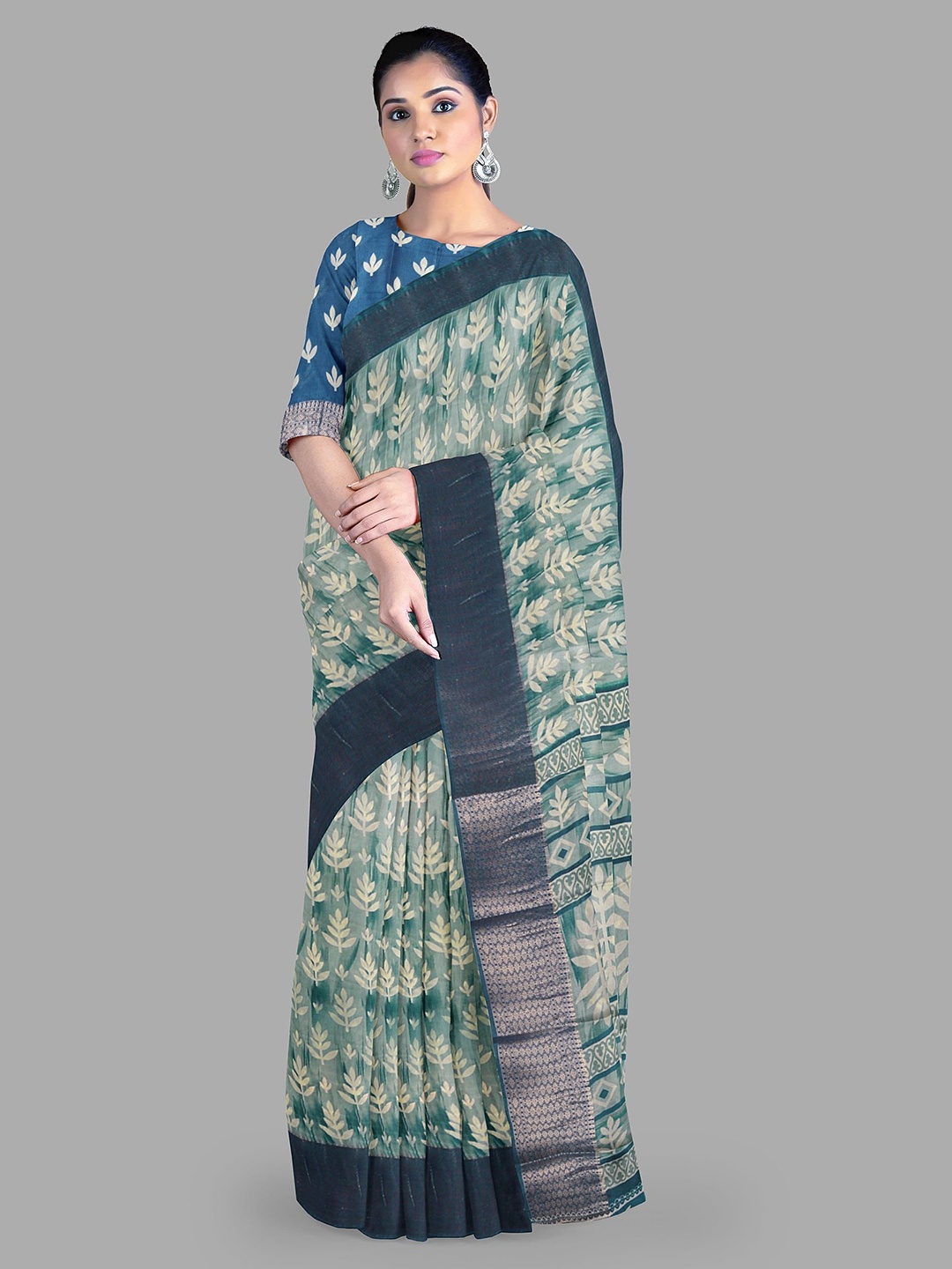 

The Chennai Silks Ethnic Motifs Zari Kota Saree, Blue