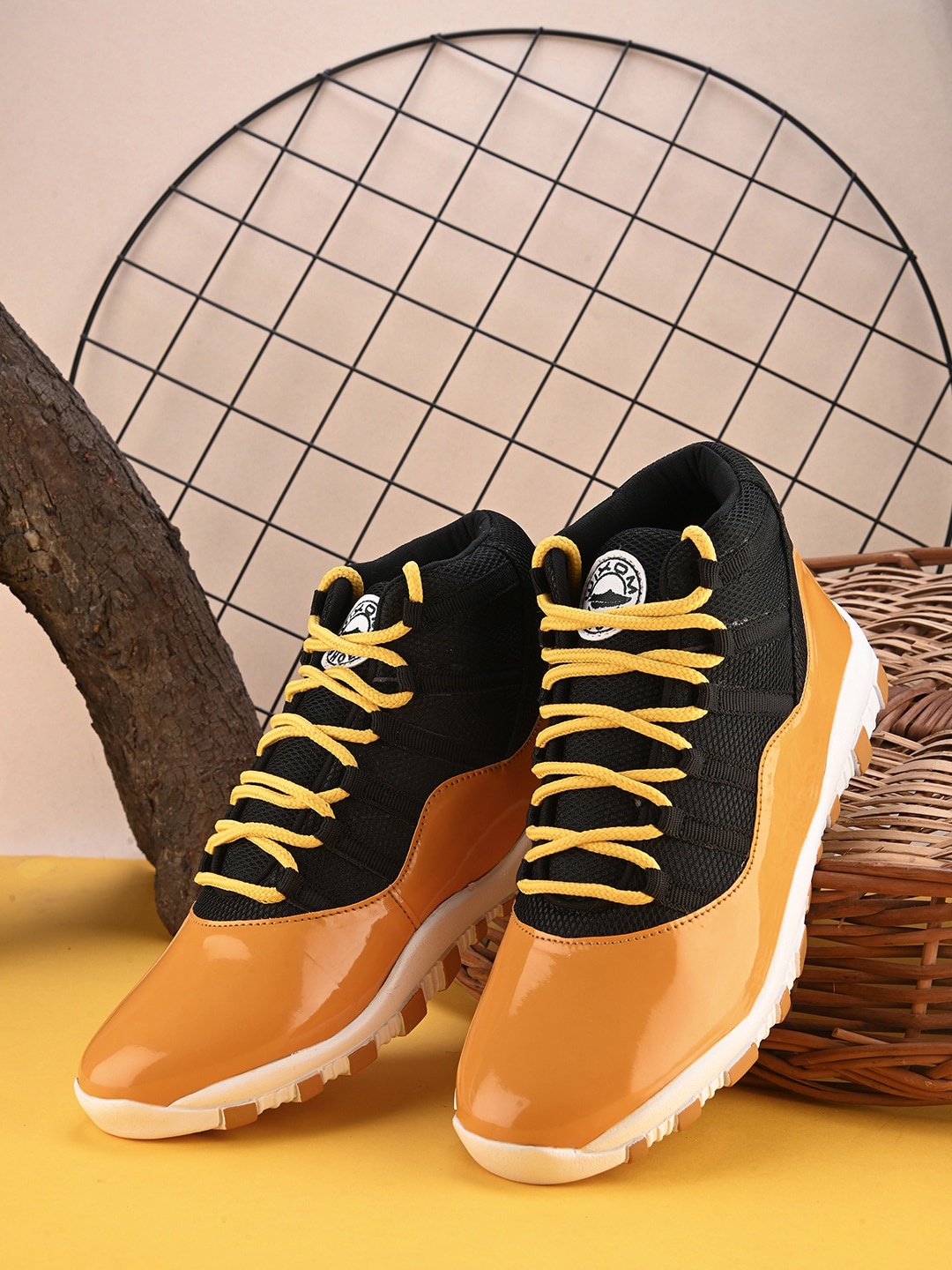 

WIXOM Men Round Toe Comfort Insole Lightweight Sneakers, Yellow