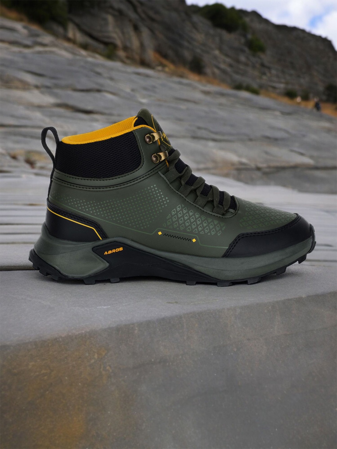 

ABROS Men Mesh Running Shoes, Olive