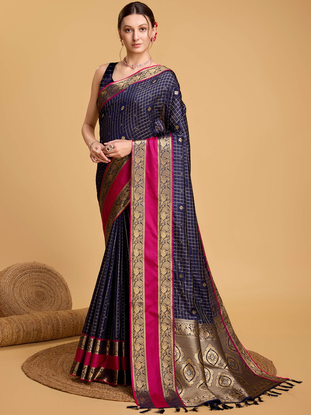 

Upalksh Woven Design Zari Banarasi Saree, Navy blue