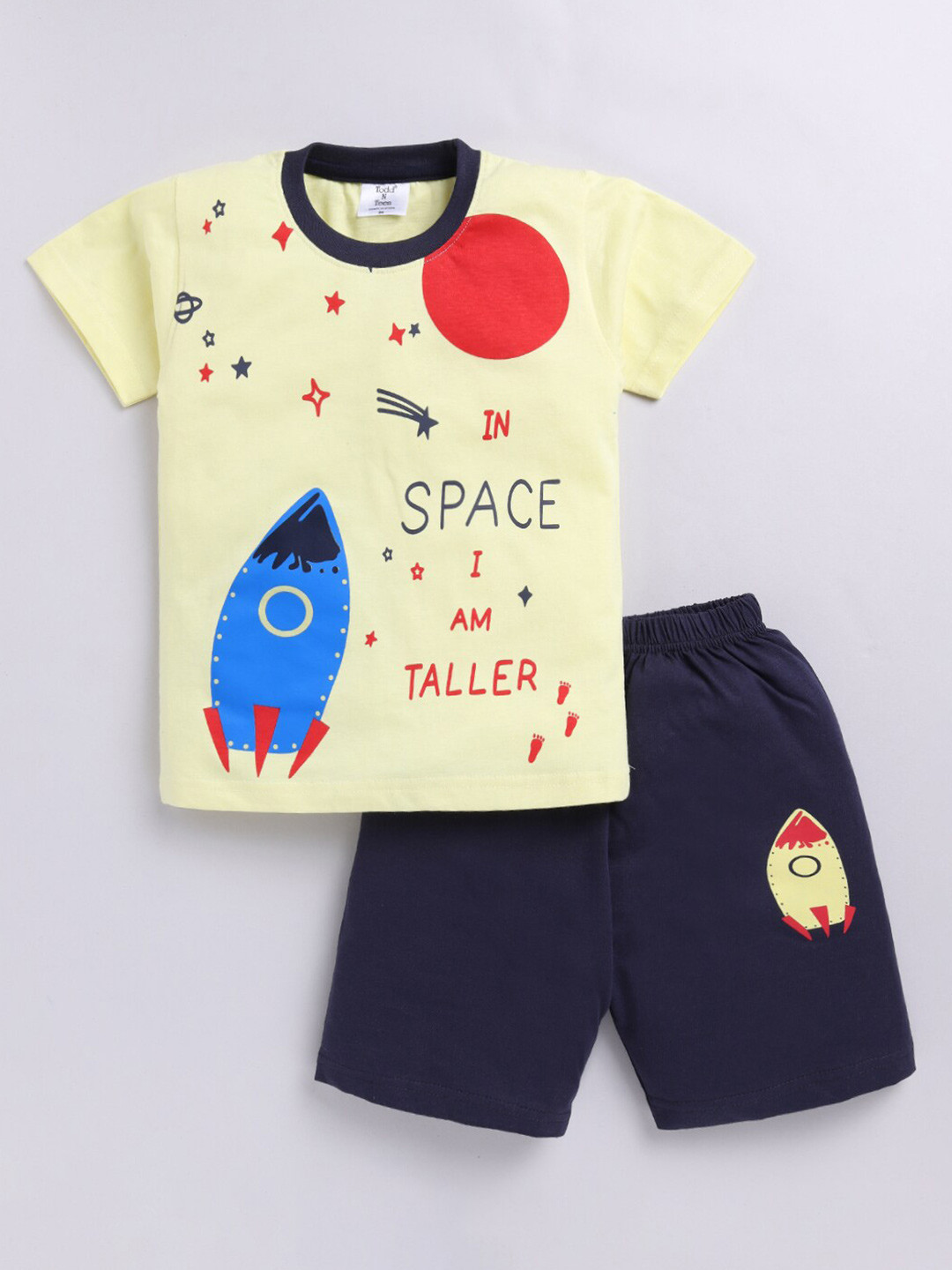 

Todd N Teen Boys Printed Pure Cotton T-shirt With Shorts, Red