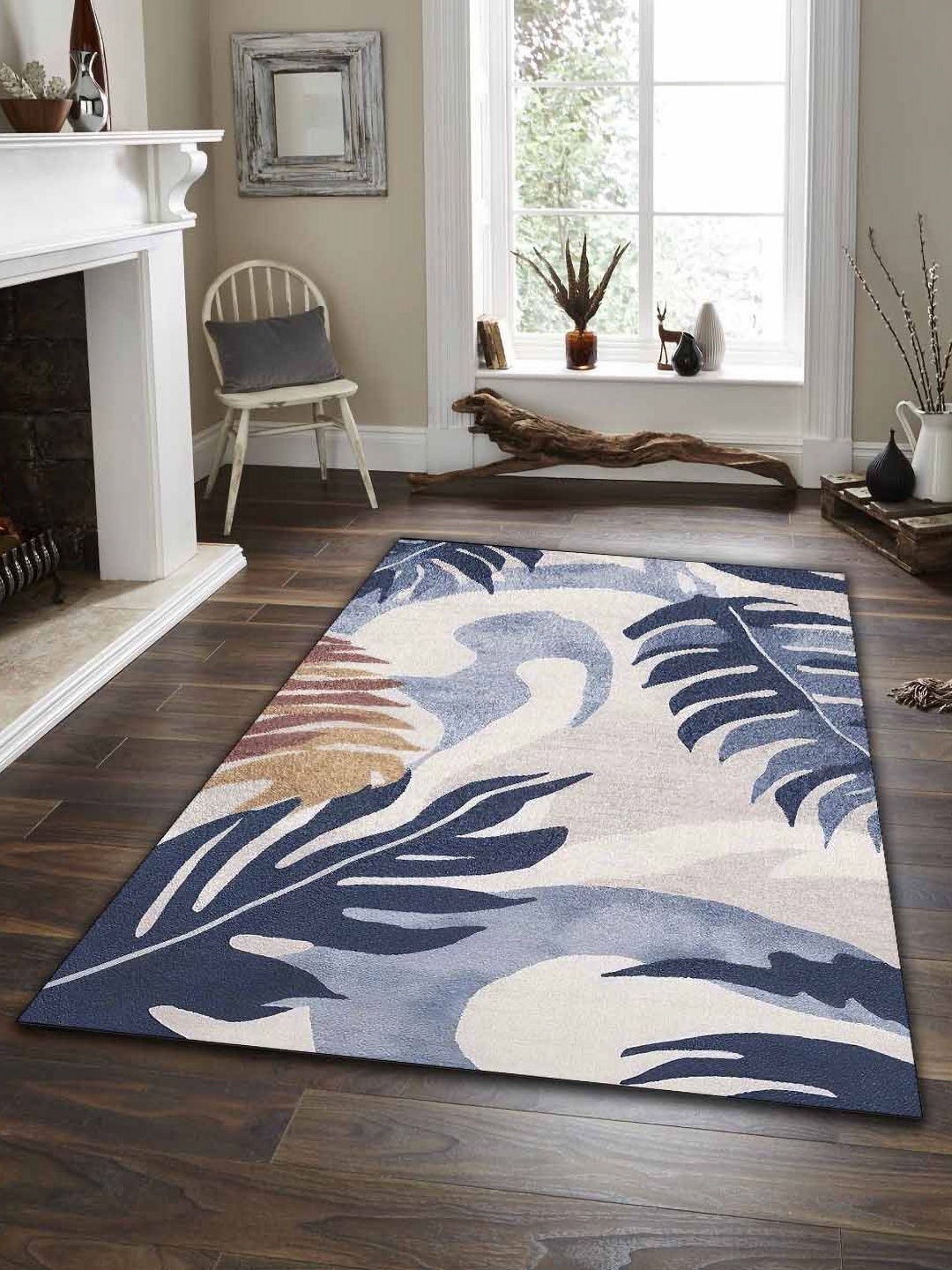 

Sparrow world Black Bohemian Anti-Skid Polyester Carpet