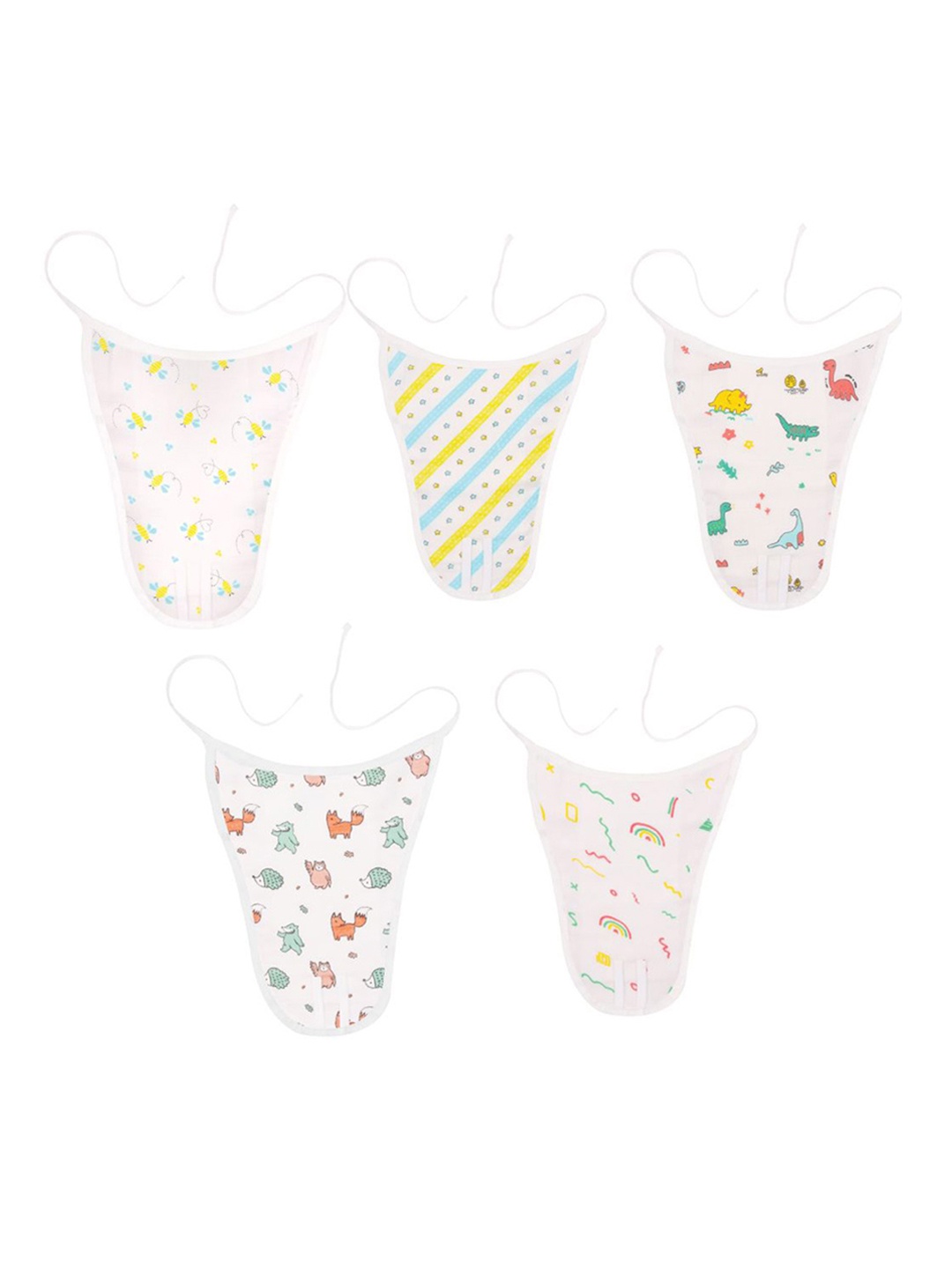 

A Toddler Thing Set Of 5 Printed Muslin Nappies, White