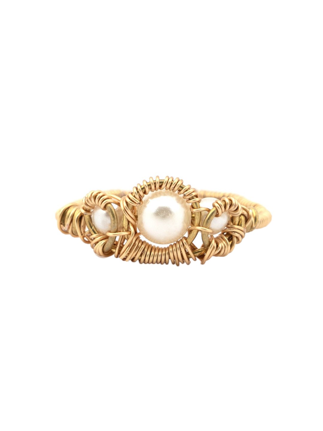 

D'oro Gold Plated Beaded Adjustable Finger Ring
