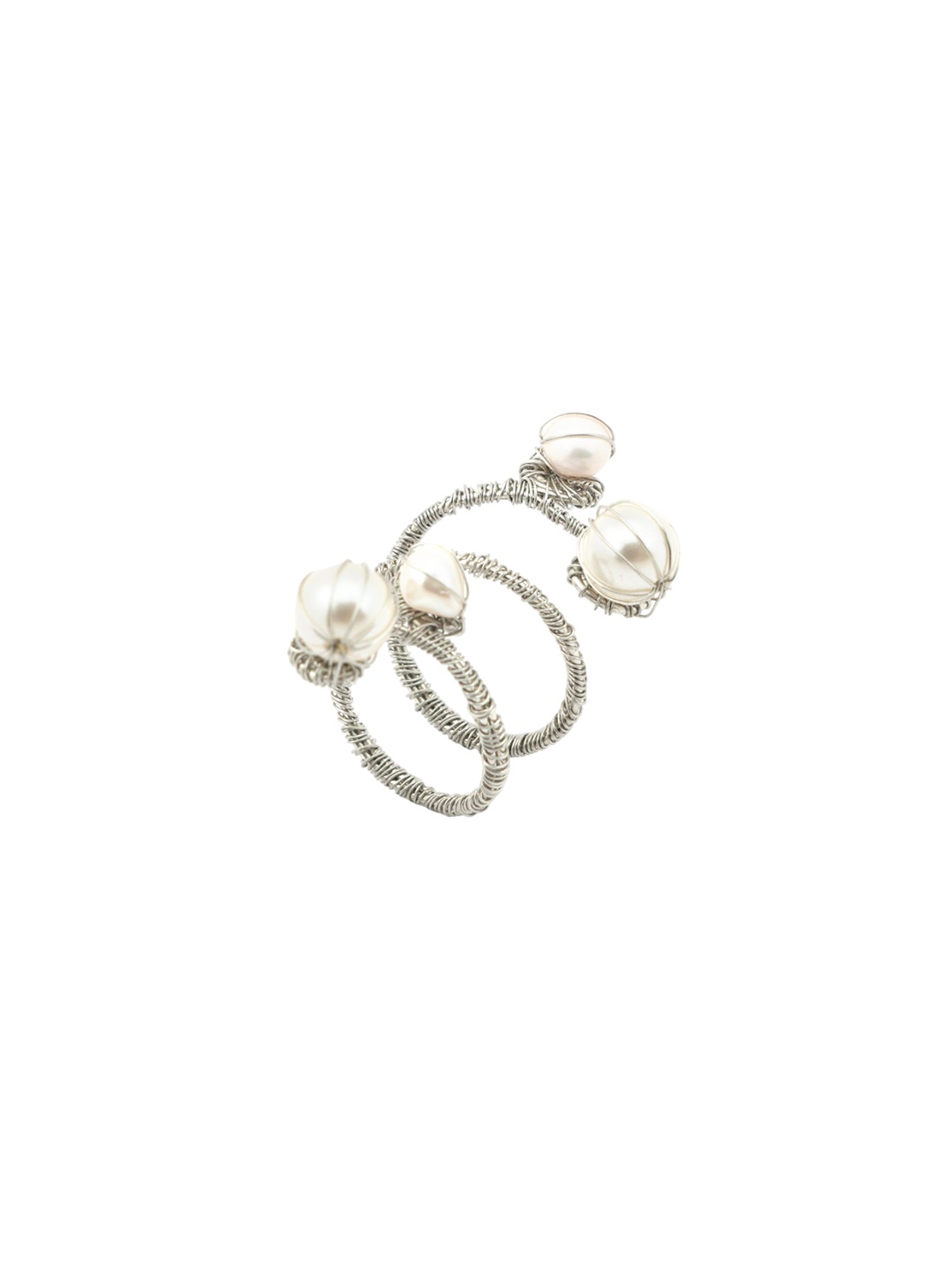 

D'oro Silver Plated Beaded Galaxy Ring, White