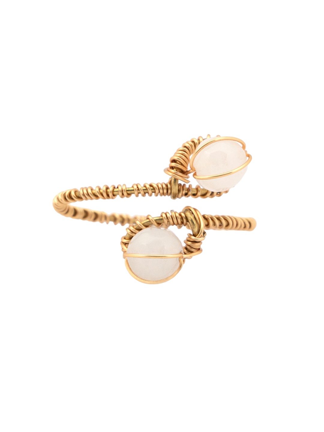 

D'oro Gold Plated Beaded Soulmates Ring