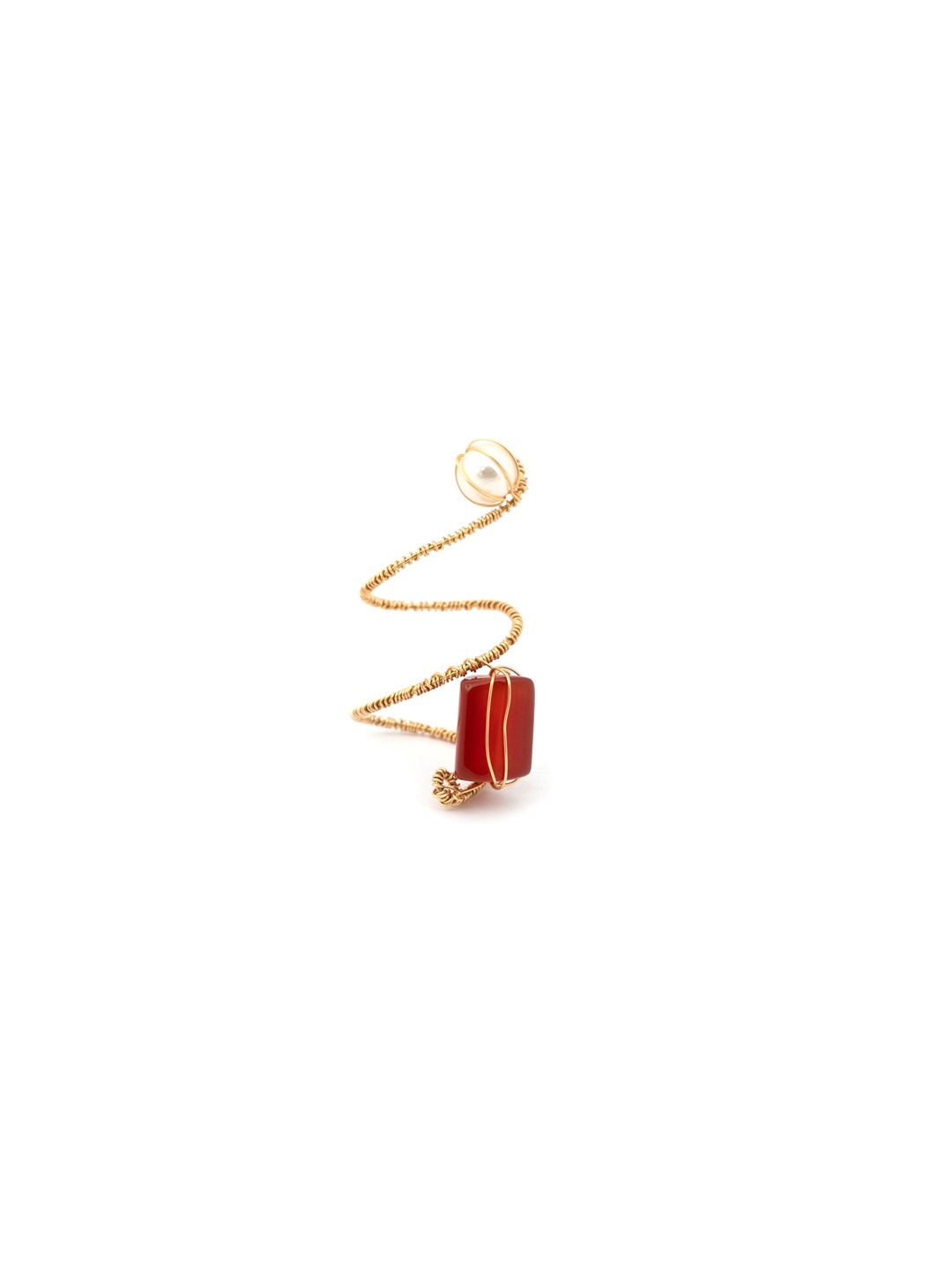 

D'oro Gold-Plated Artificial Stone Studded & Beaded Adjustable Finger Ring