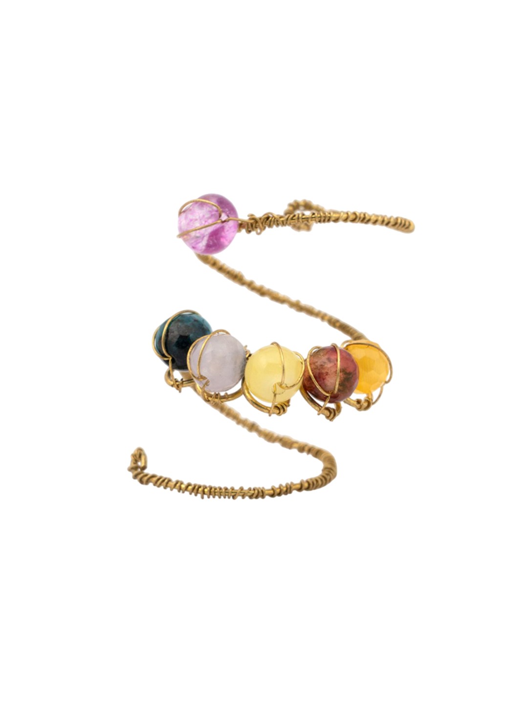 

D'oro Gold-Plated Beaded Rainbow Finger Ring