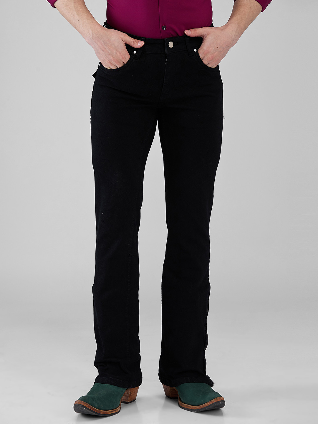 

mode de base Men Bootcut Clean Look Low-Rise Stretchable Jeans, Black