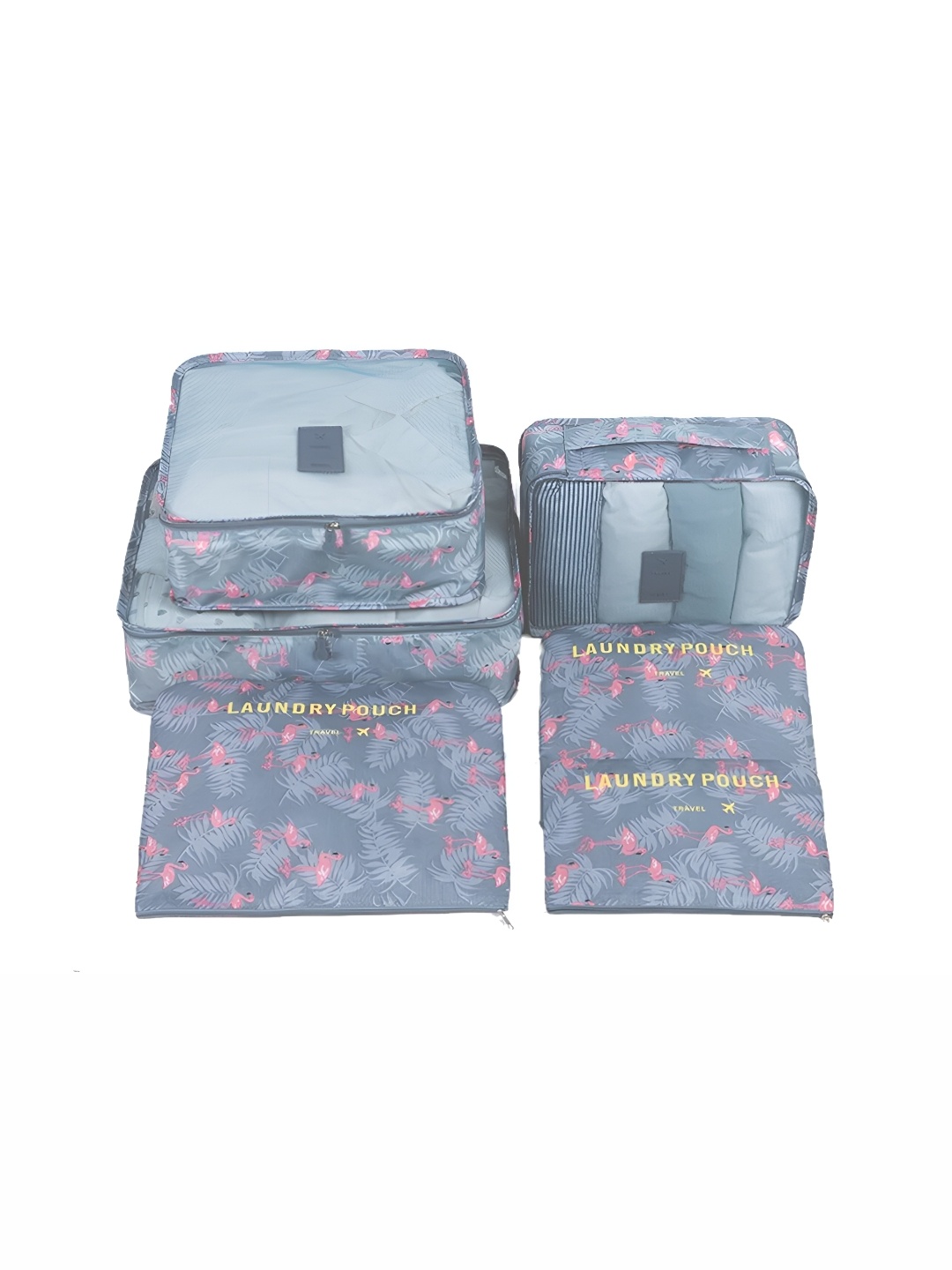 

NeonateCare Grey & Pink 6 Pieces Printed Reusable Multi Utility Organisers