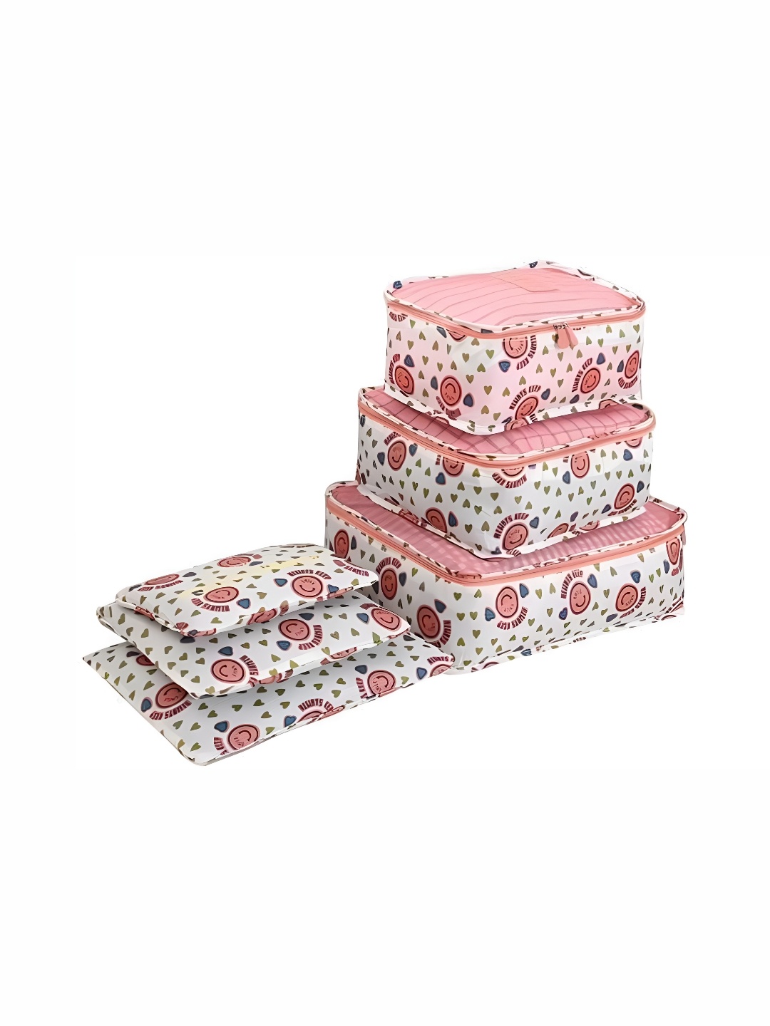 

NeonateCare Pink & White 6 Pieces Printed Reusable Multi Utility Organisers