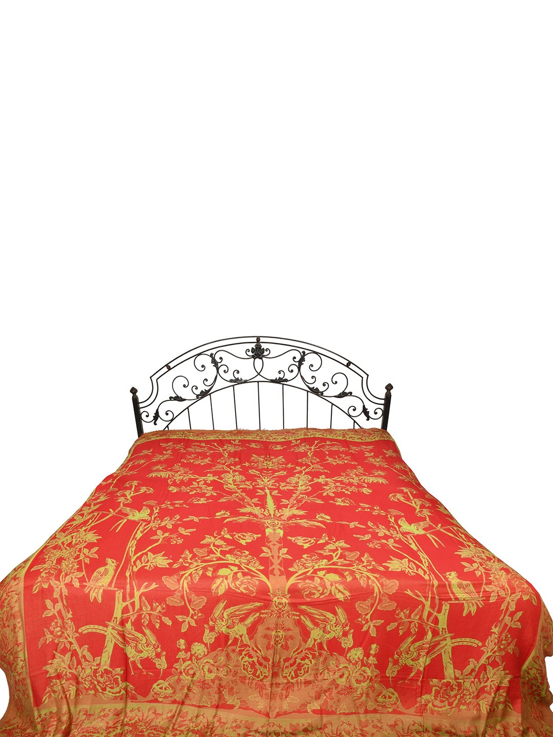 

Exotic India Red & Yellow Floral 300 TC Queen Bedsheet with Pillow Covers