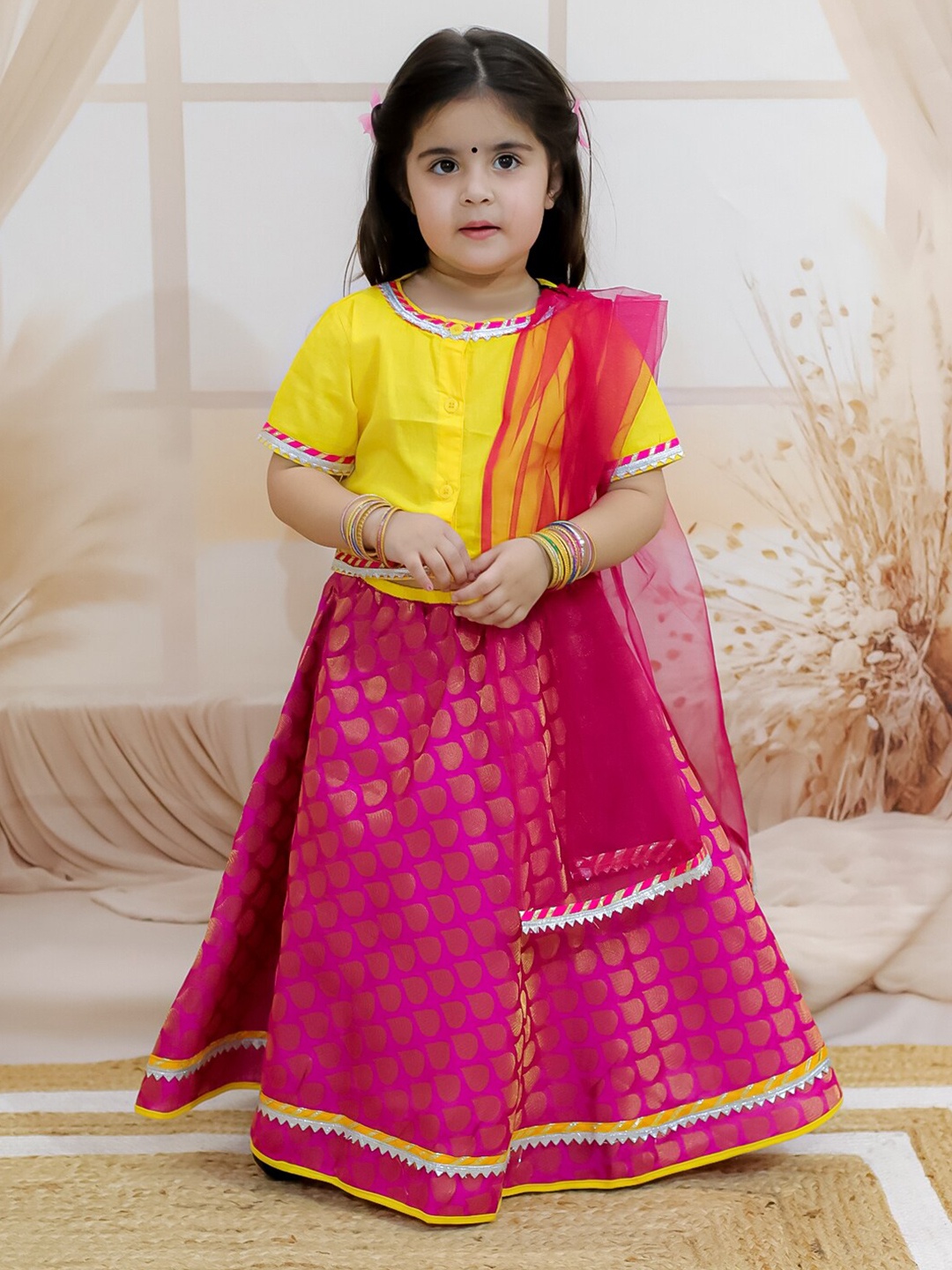 

BownBee Girls Ready to Wear Lehenga & Blouse With Dupatta, Yellow