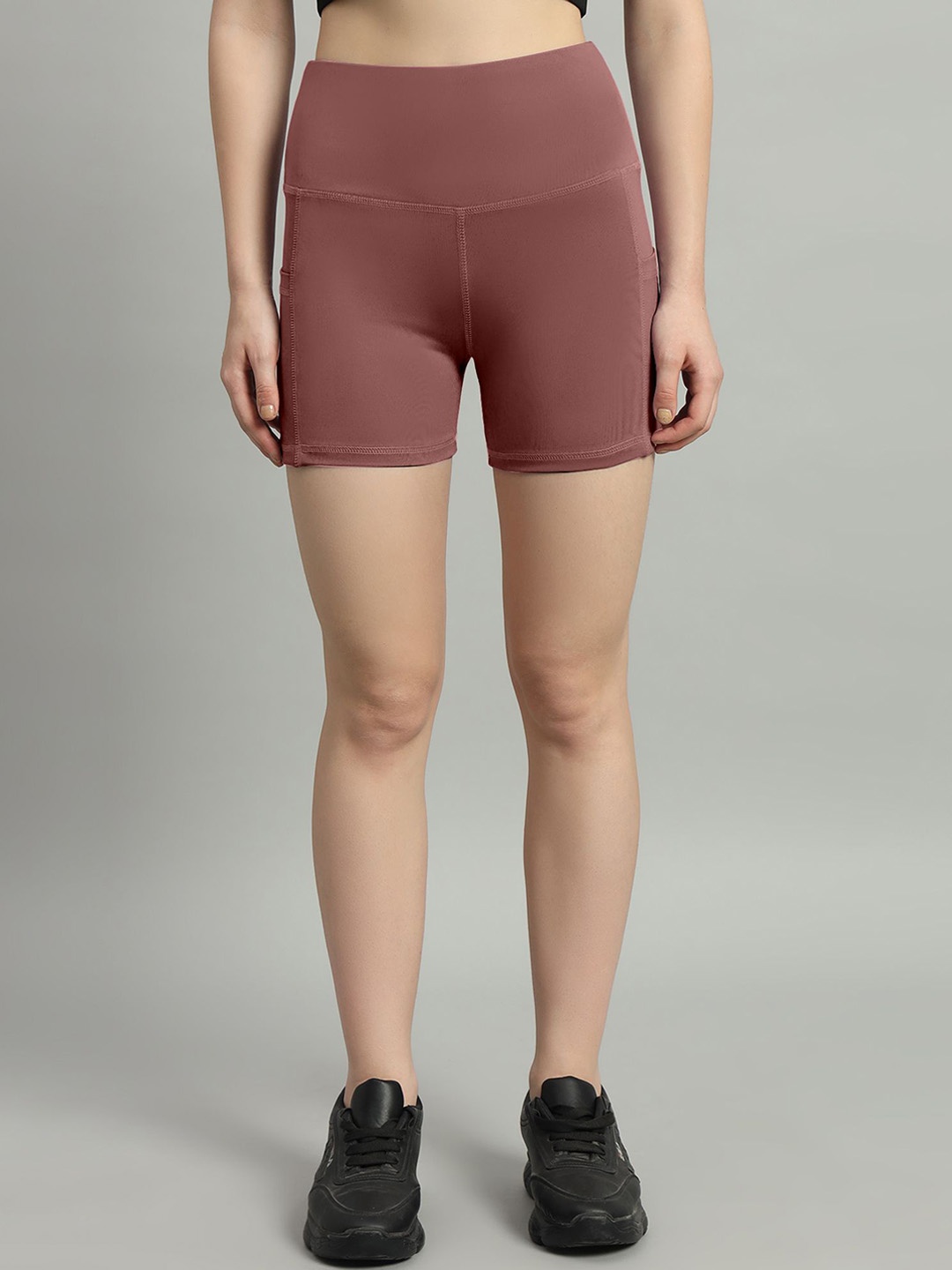

Mehrang Women Skinny Fit High-Rise Cycling Sports Shorts, Mauve