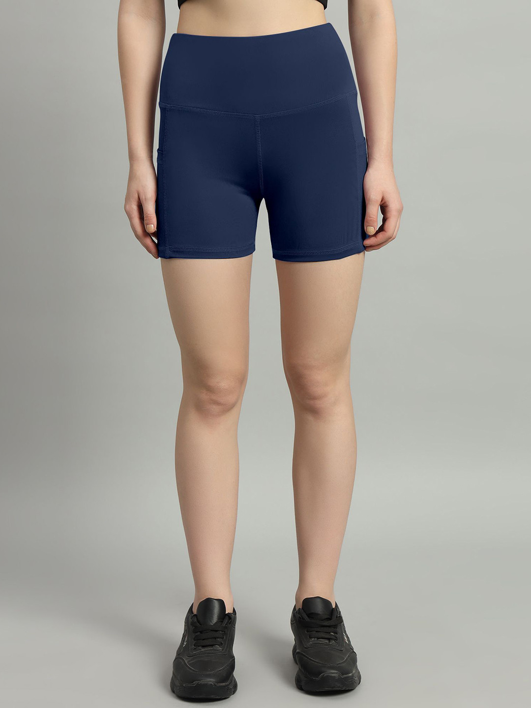 

Mehrang Women Skinny Fit High-Rise Cycling Sports Shorts, Blue