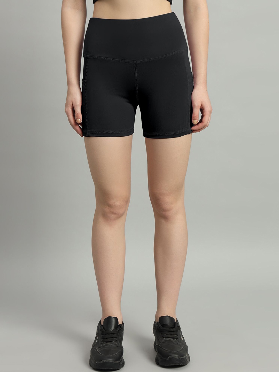 Mehrang Women Skinny Fit High-Rise Cycling Sports Shorts, Black
