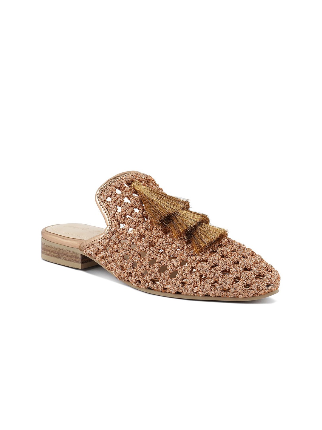 

London Rag Women Embellished Mules with Tassels Flats, Bronze