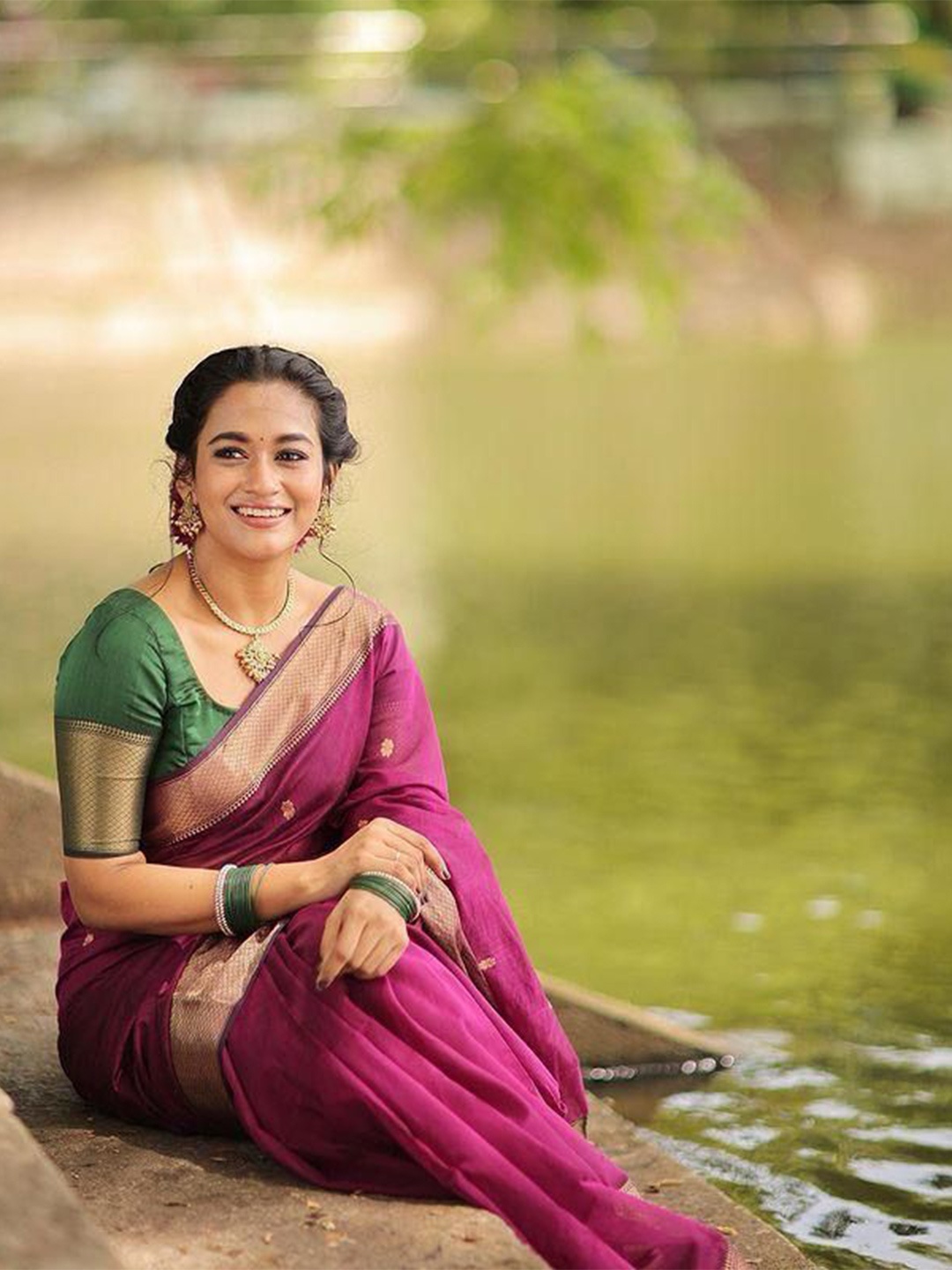 

Upalksh Woven Design Zari Kanjeevaram Saree, Pink