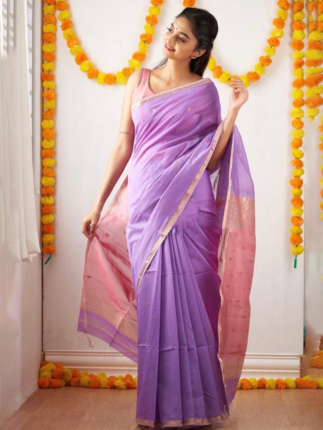 

Upalksh Ethnic Motifs Zari Banarasi Saree, Lavender