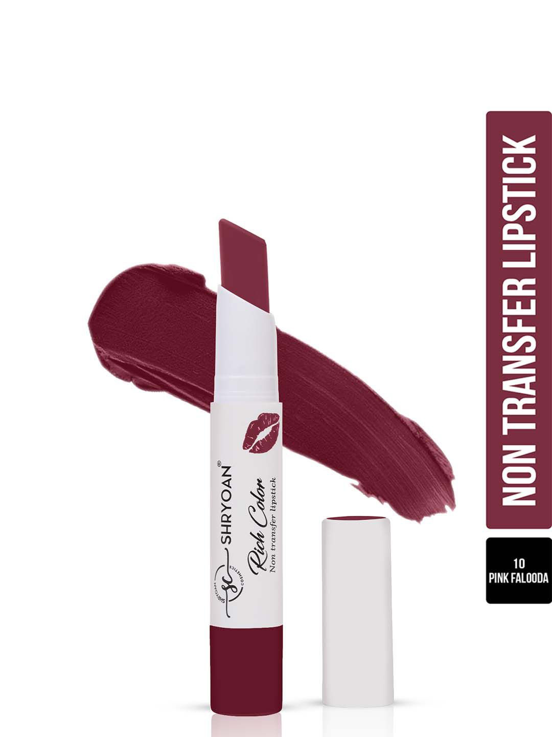 

SHRYOAN Rich Color Long Stay & Waterproof Non-Transfer Matte Lipstick - Pink Falooda 10, Burgundy