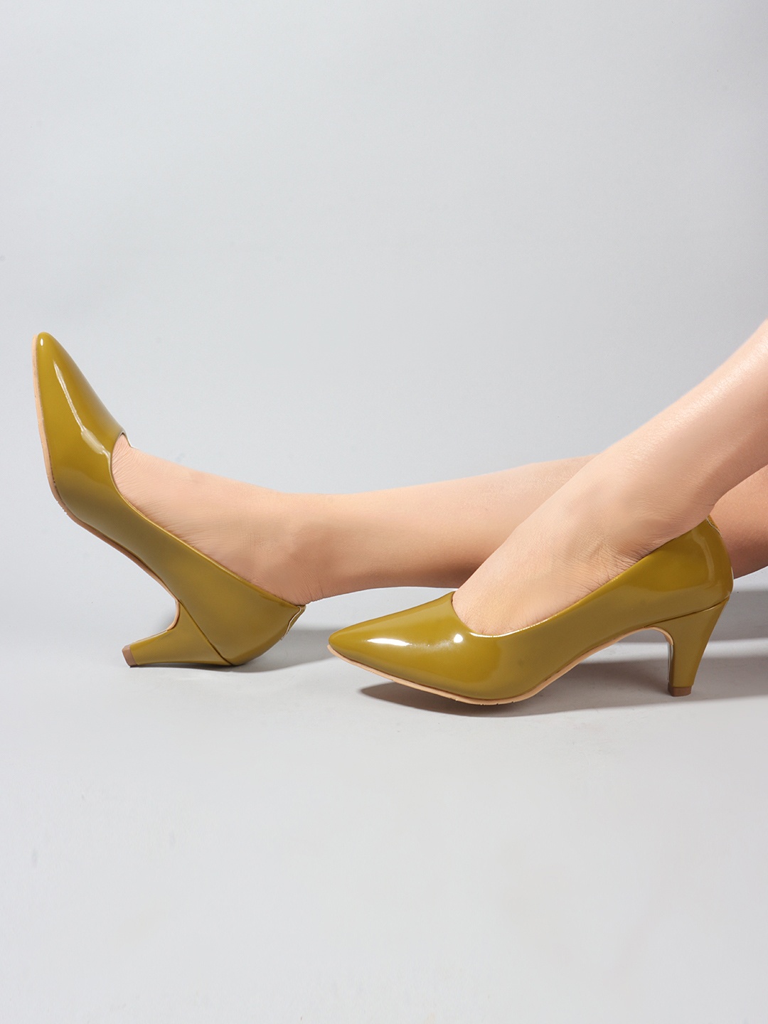 

Denill Pointed Toe Kitten Heeled Pumps, Yellow