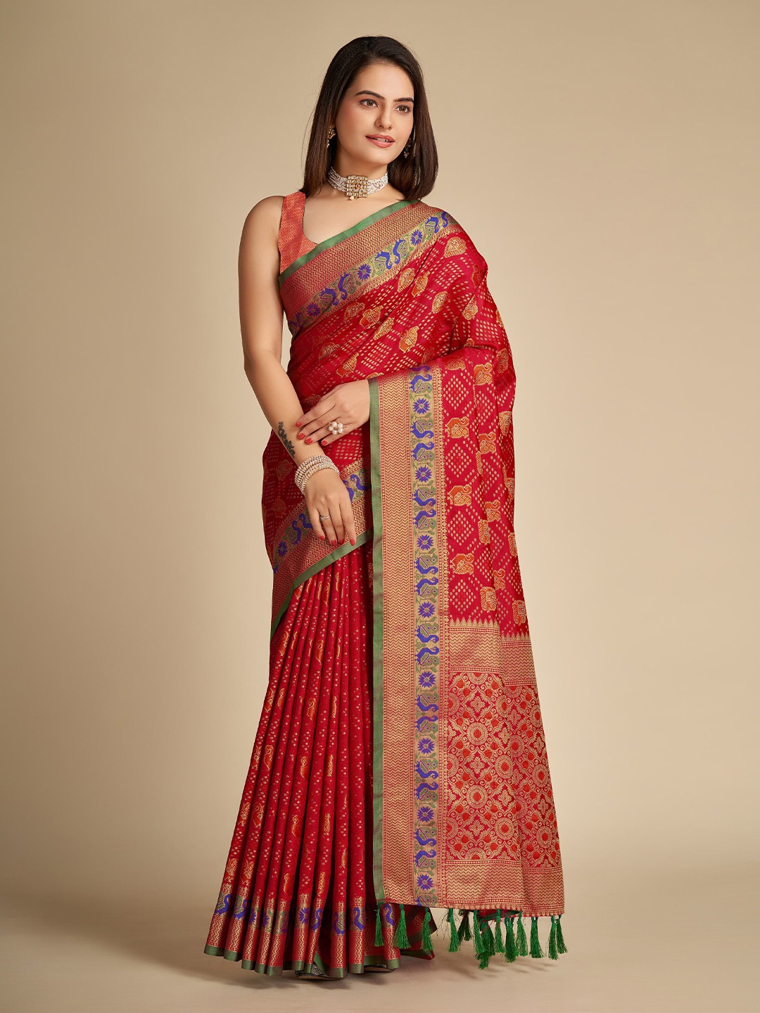

Upalksh Woven Design Zari Banarasi Saree, Red