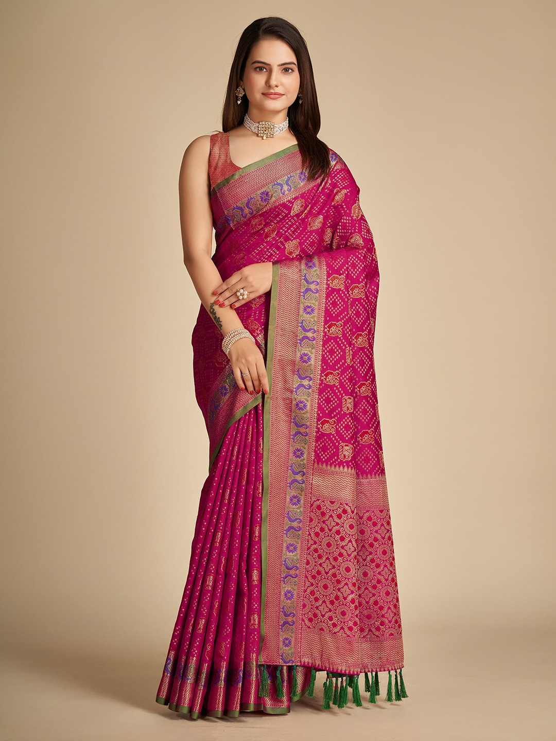 

Upalksh Woven Design Zari Banarasi Saree, Pink
