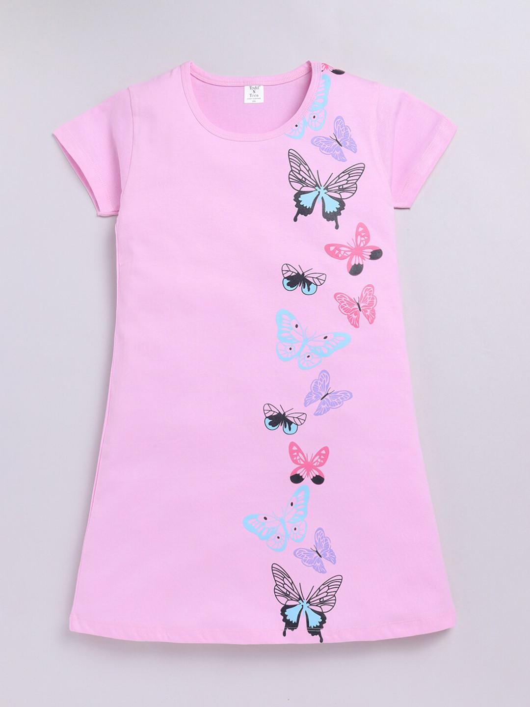 

Todd N Teen Girls Graphic Printed Pure Cotton T-shirt Nightdress, Pink