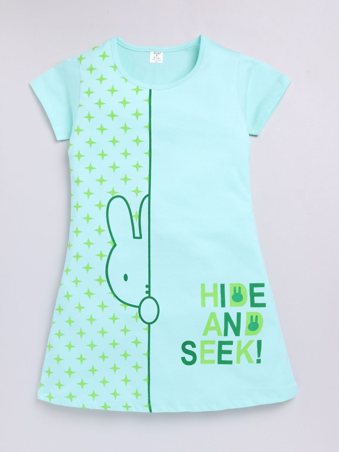 

Todd N Teen Girls Graphic Printed Pure Cotton T-shirt Nightdress, Blue
