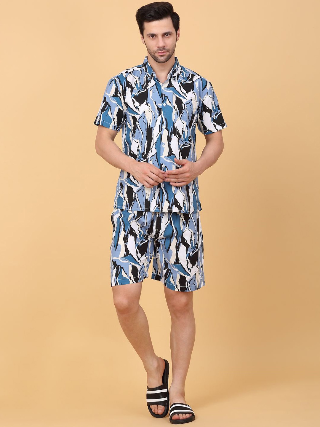 

Sweet Dreams Men Printed Shirt with Shorts, Blue