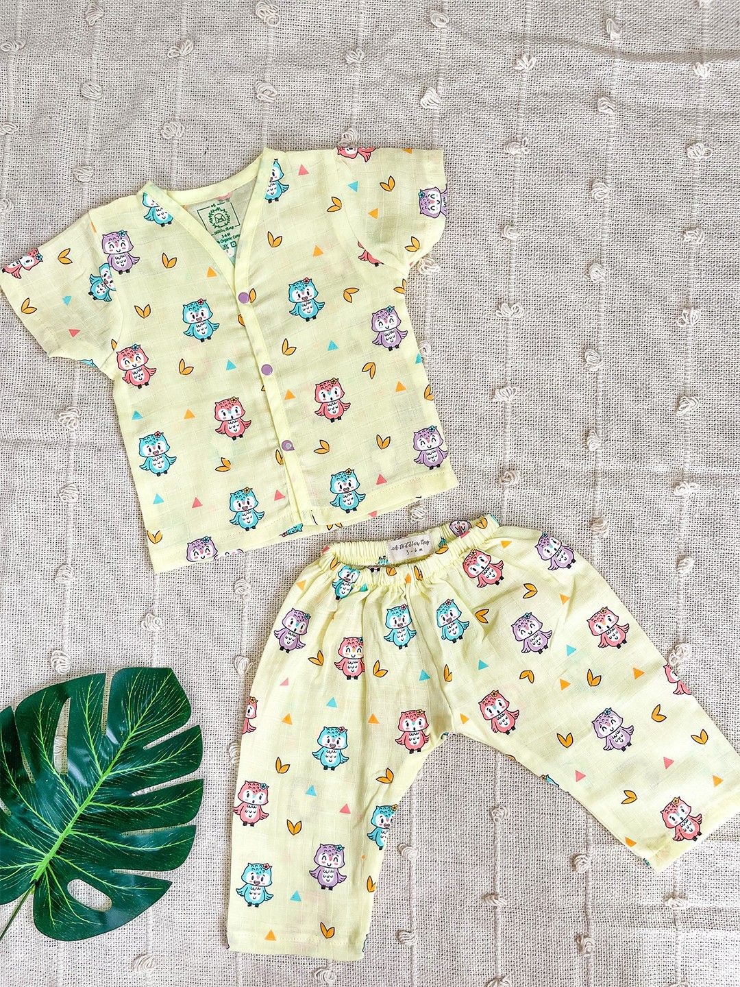 

A Toddler Thing Kids Graphic Printed Organic Cotton Night suit, Yellow