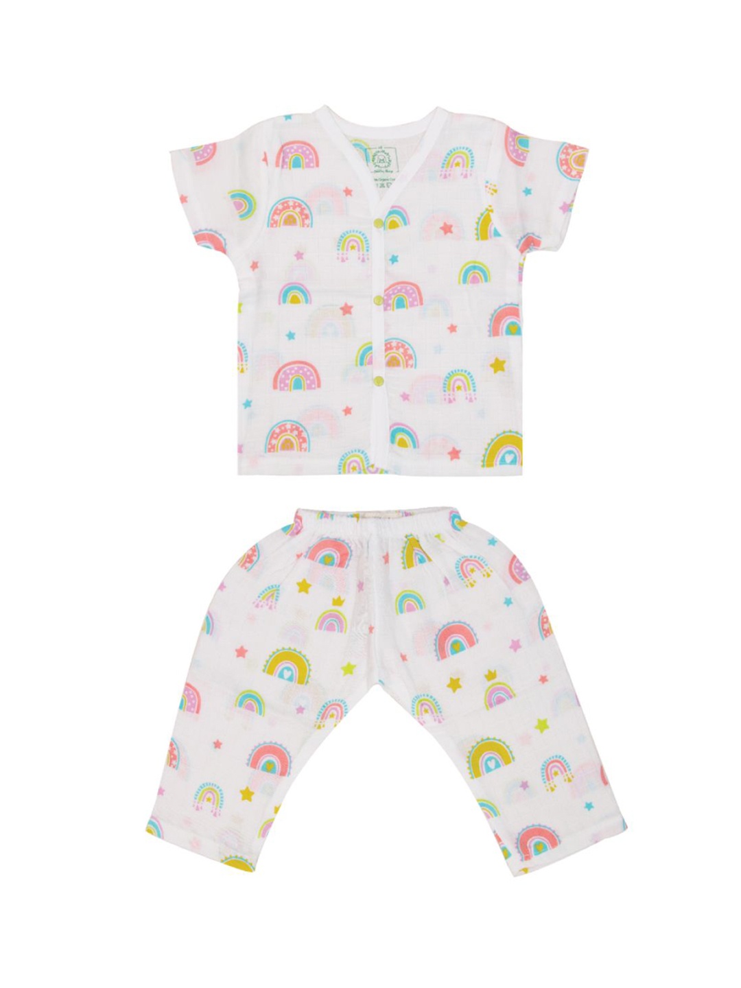 

A Toddler Thing Kids Graphic Printed Organic Cotton Night suit, White