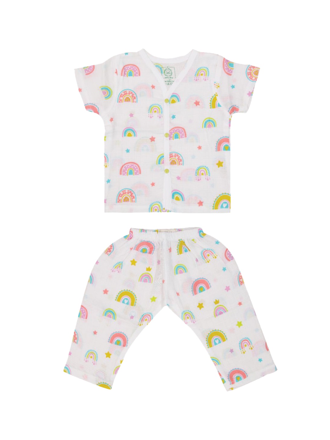 

A Toddler Thing Kids Graphic Printed Organic Cotton Night suit, White