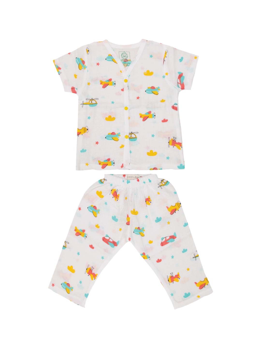 

A Toddler Thing Kids Graphic Printed Organic Cotton Night suit, White