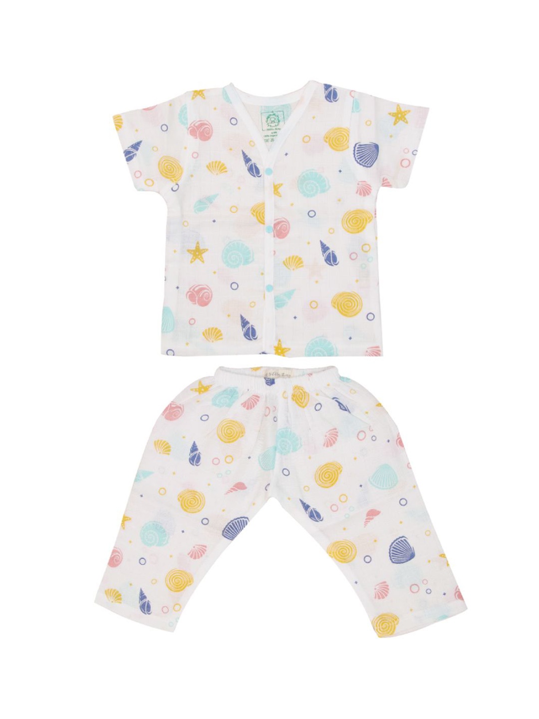 

A Toddler Thing Kids Printed Organic Cotton Night suit, White