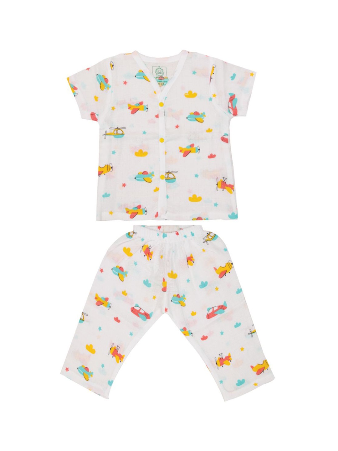 

A Toddler Thing Kids Graphic Printed Organic Cotton Night suit, White