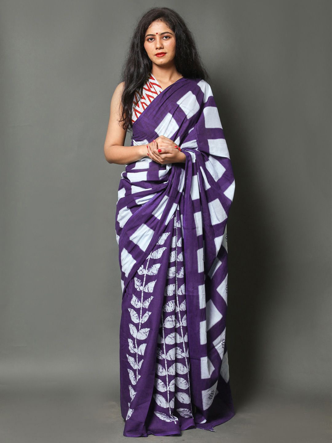 

BUTA BUTI Pure Cotton Saree, Purple