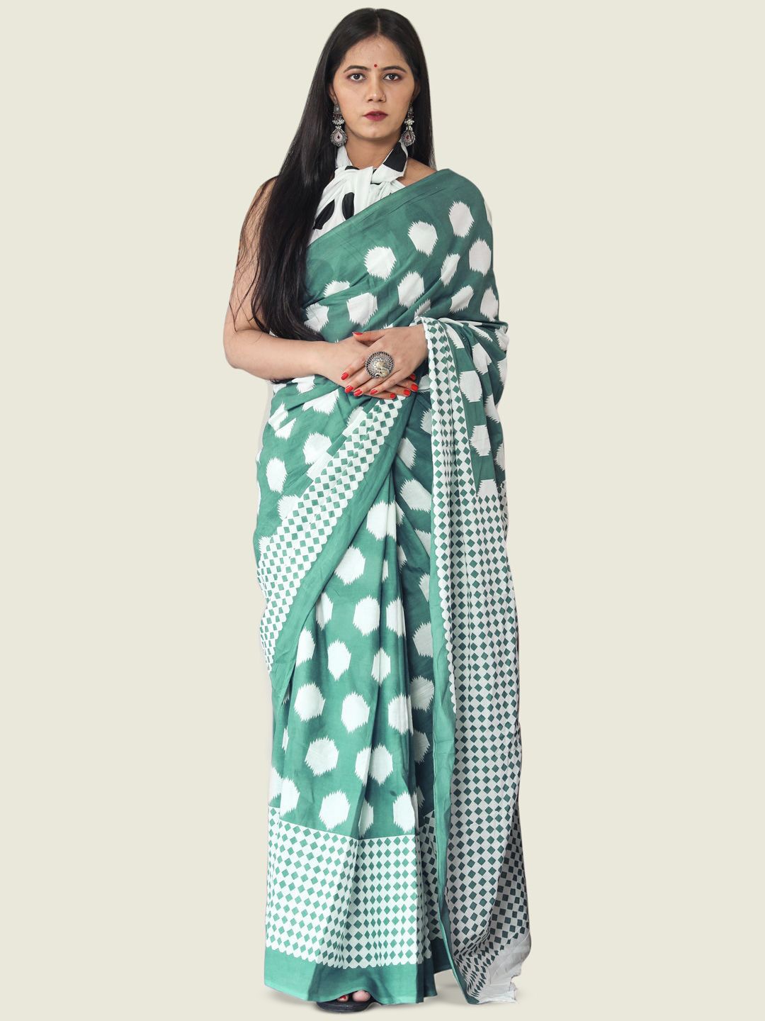 

BUTA BUTI Pure Cotton Saree, Green