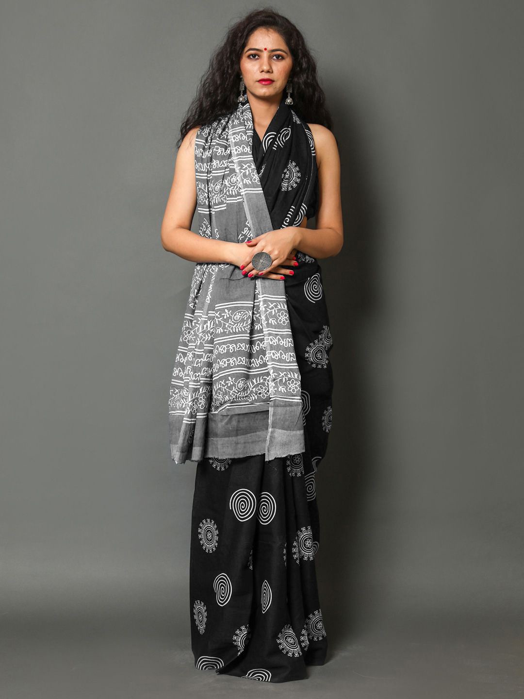 

BUTA BUTI Pure Cotton Saree, Grey