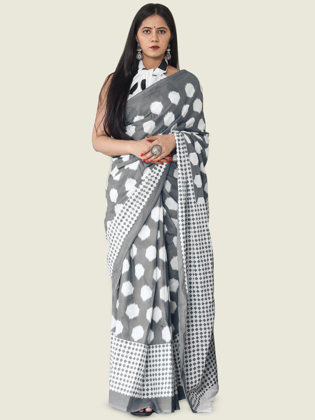 

BUTA BUTI Pure Cotton Saree, Grey