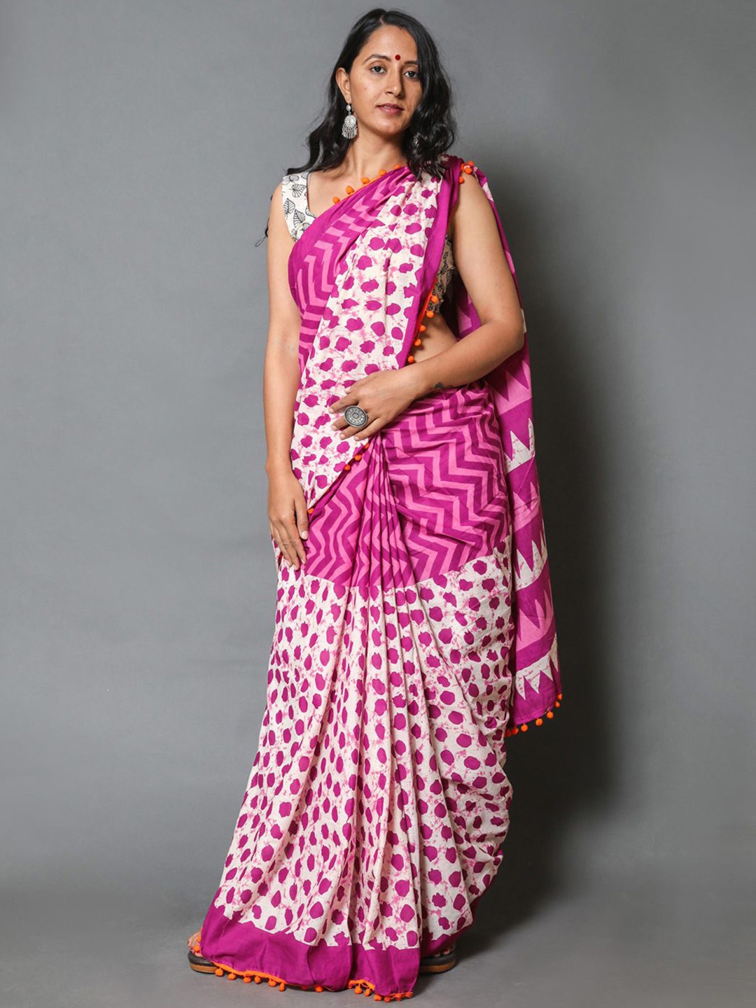 

BUTA BUTI Pure Cotton Saree, Pink